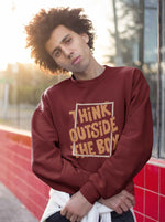 Load image into Gallery viewer, Man wearing a Think Outside the Box - Maroon Unisex Printed Sweatshirt