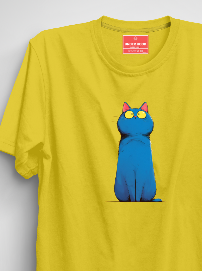 Moonlight Meow - New Yellow Unisex Printed T-Shirt