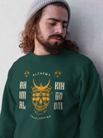 Load image into Gallery viewer, Man wearing a Animal Kingdom - Bottle Green Unisex Printed Sweatshirt