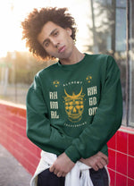 Load image into Gallery viewer, Man wearing a Animal Kingdom - Bottle Green Unisex Printed Sweatshirt