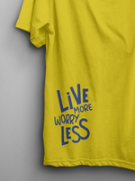 Load image into Gallery viewer, Live More Worry Less - New Yellow Unisex Printed T-Shirt