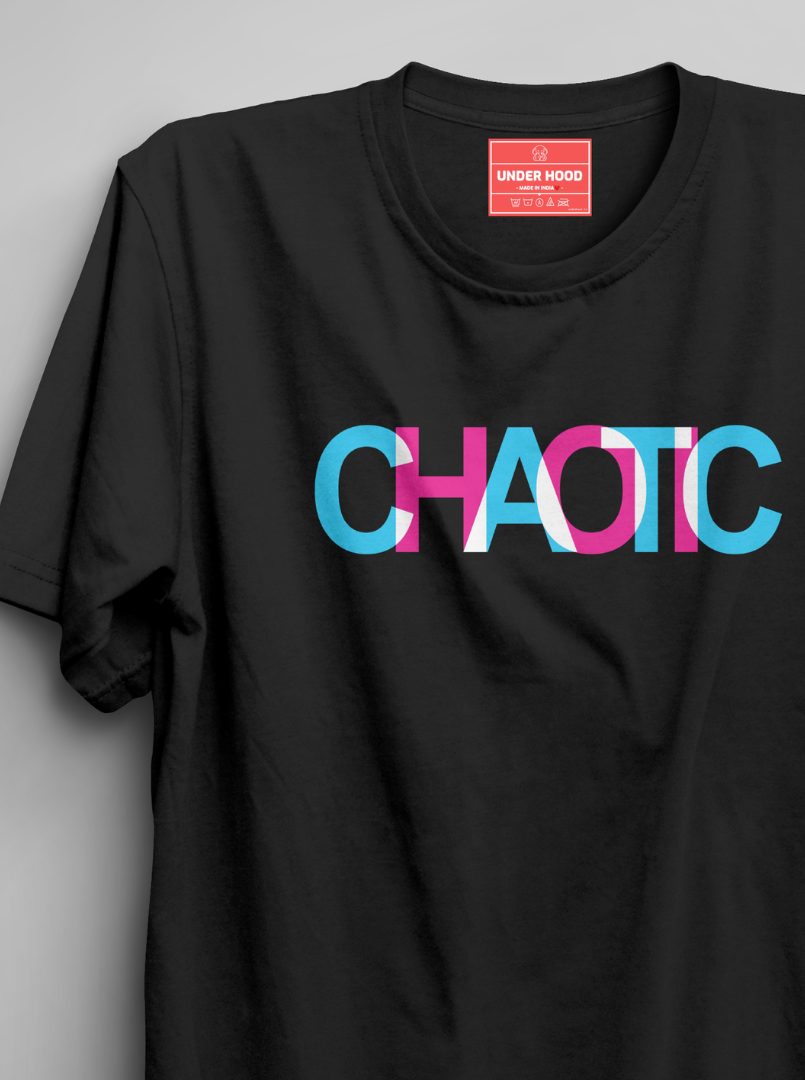 CHAOTIC - Black Unisex Printed T-Shirt