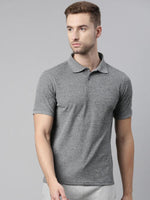 Load image into Gallery viewer, Black Melange Polo T-shirt