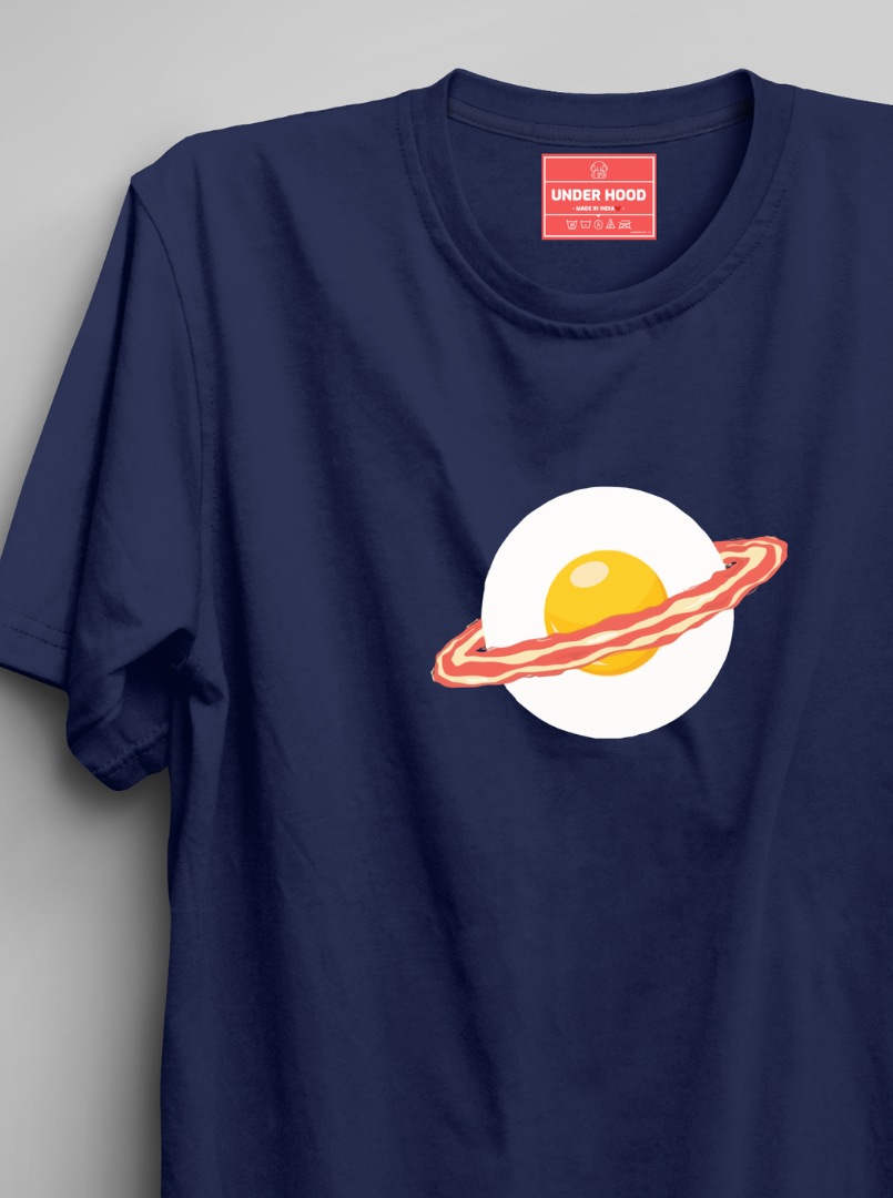 Bacon Rings - Navy Blue Unisex Printed T-Shirt