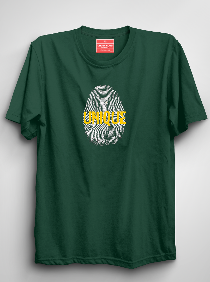 Unique - Bottle Green Unisex Printed T-Shirt