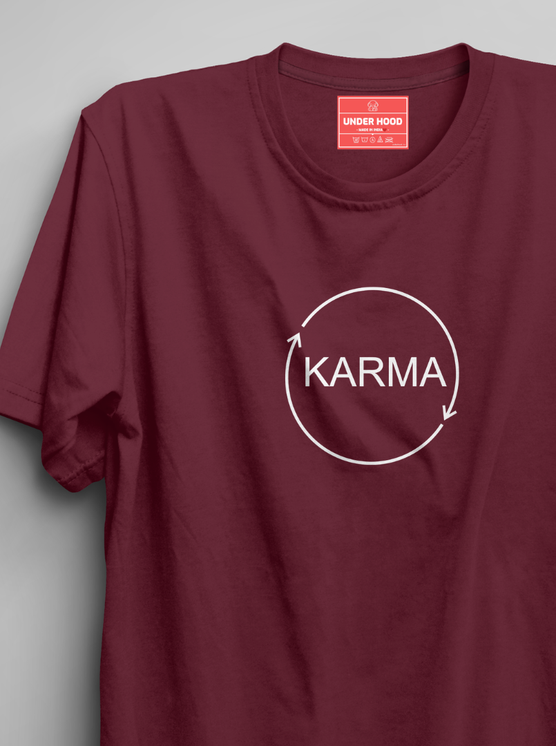 Karma - Maroon Unisex Printed T-Shirt