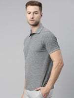 Load image into Gallery viewer, Black Melange Polo T-shirt