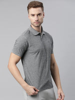 Load image into Gallery viewer, Black Melange Polo T-shirt