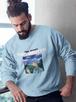 Load image into Gallery viewer, Man wearing a Too many Thoughts Chill - Baby Blue Unisex Printed Sweatshirt