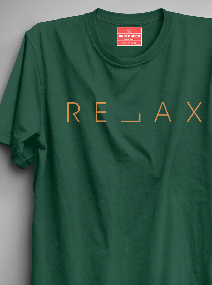 Relax - Bottle Green Unisex Printed T-Shirt