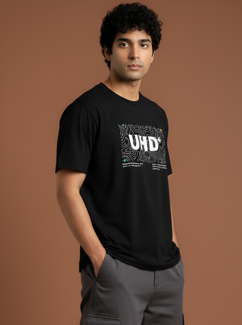 UHD Pattern - Black Unisex Printed T-Shirt