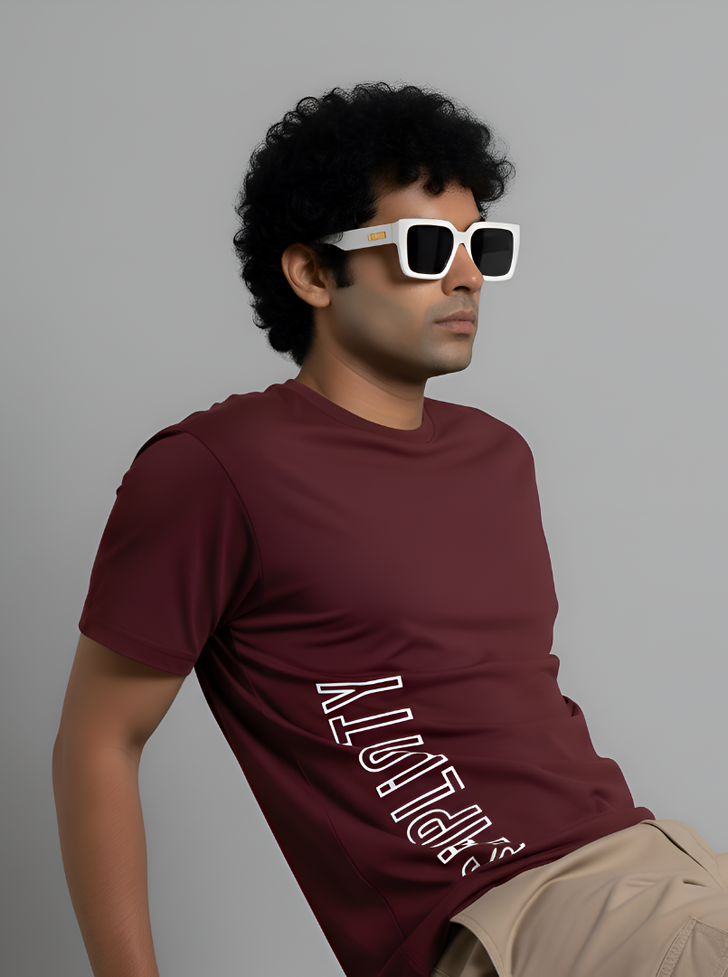 Simplicity - Maroon Unisex Printed T-Shirt
