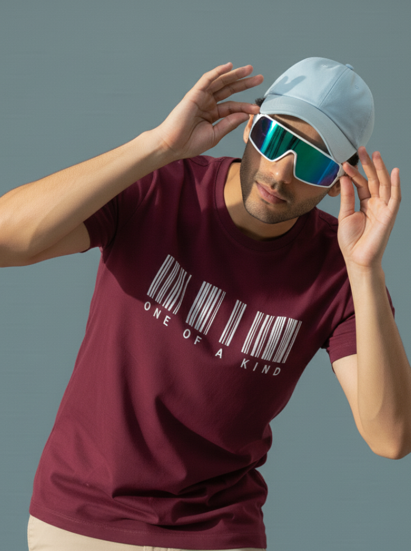 One of a Kind - Maroon Unisex Printed T-Shirt