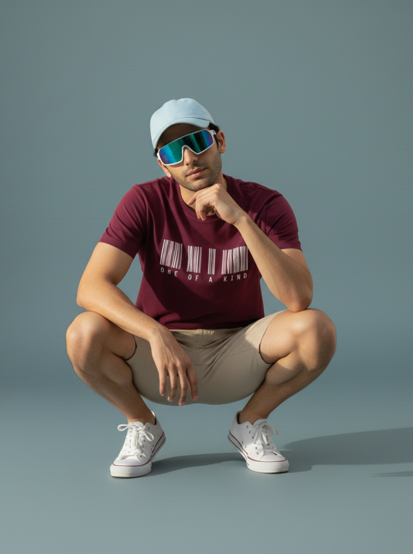 One of a Kind - Maroon Unisex Printed T-Shirt