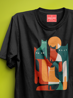 Load image into Gallery viewer, Cat Abstract Art - Black Unisex Printed T-Shirt