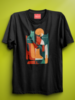 Load image into Gallery viewer, Cat Abstract Art - Black Unisex Printed T-Shirt