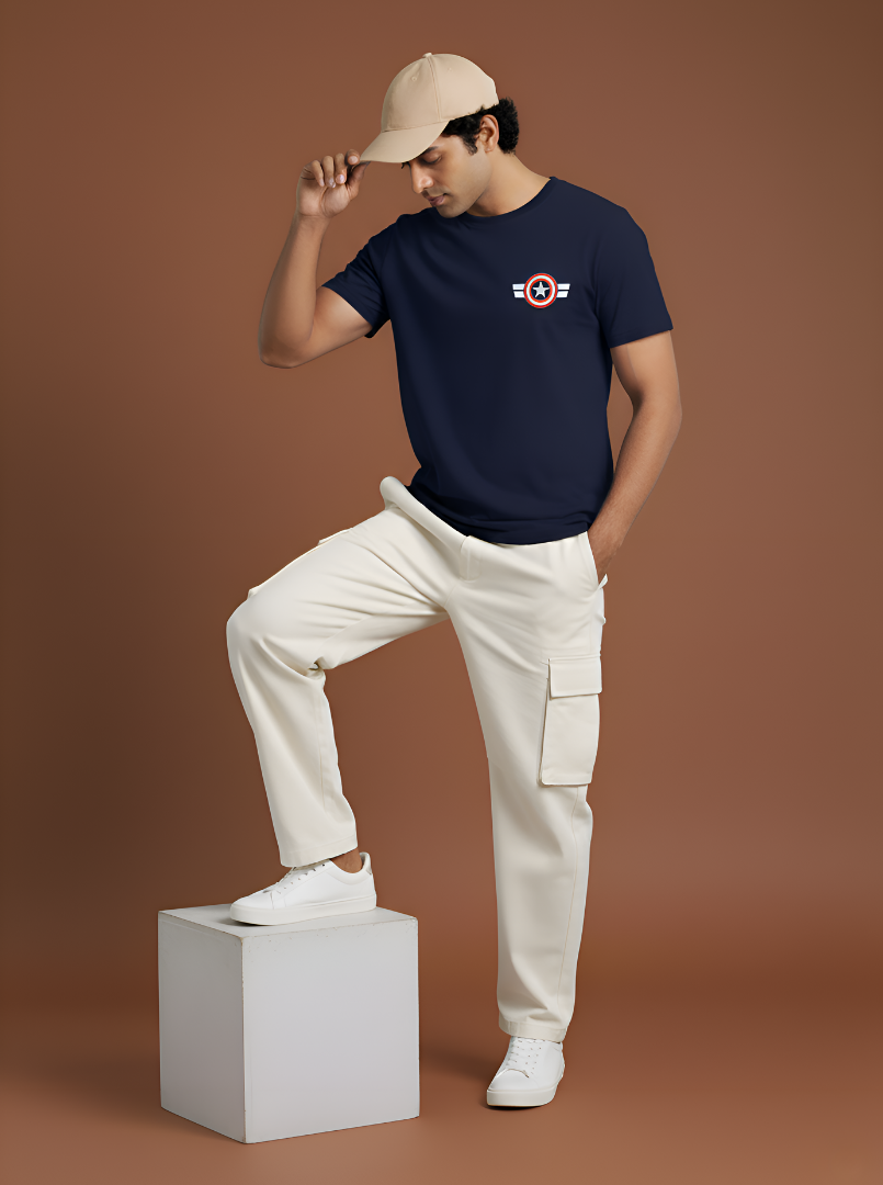 Captain America - Navy Blue Unisex Printed T-Shirt