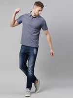 Load image into Gallery viewer, Navy Melange Polo T-shirt