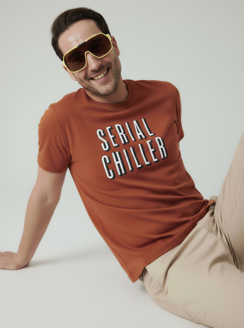 Serial Chiller - Burnt Orange Unisex Printed T-Shirt