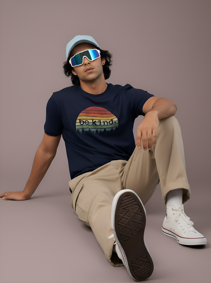 Be Kind - Navy Blue Unisex Printed T-Shirt