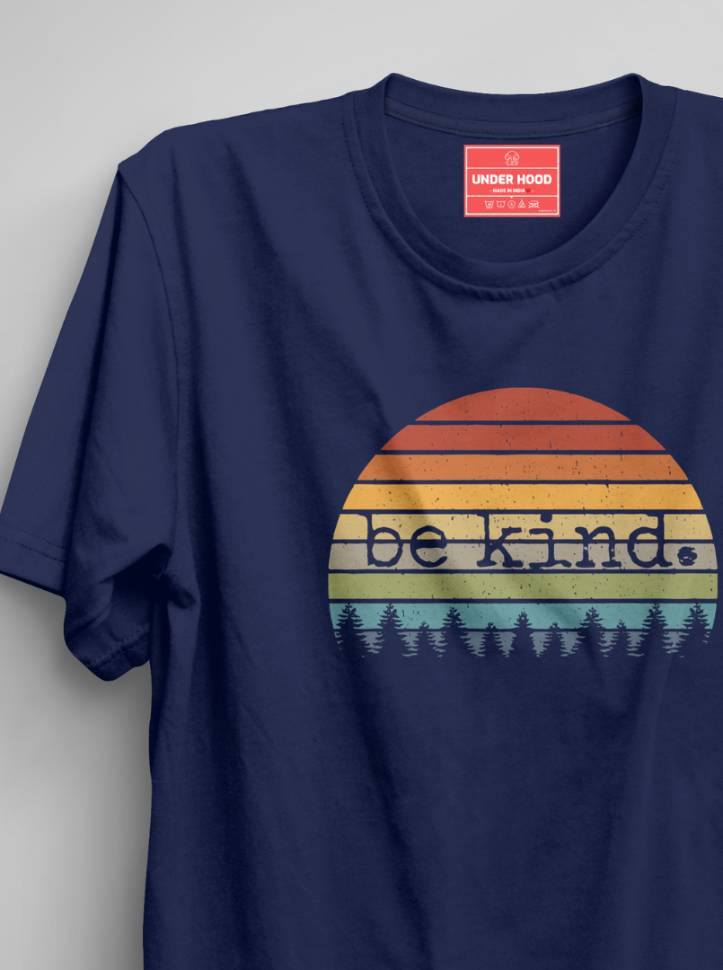 Be Kind - Navy Blue Unisex Printed T-Shirt