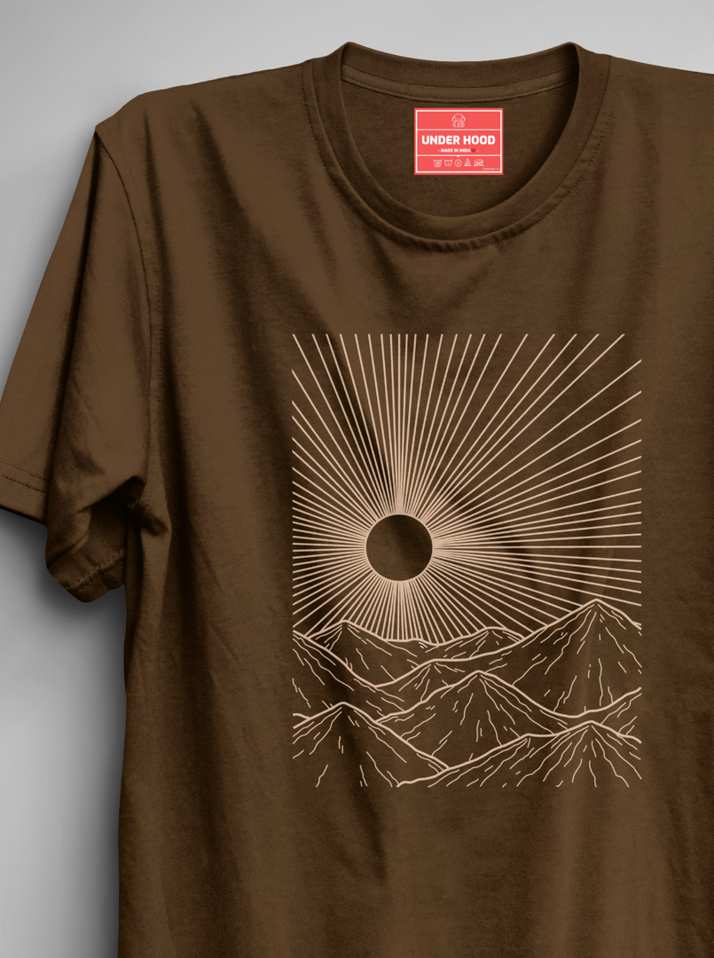 Sun Rise - Coffee Brown Unisex Printed T-Shirt