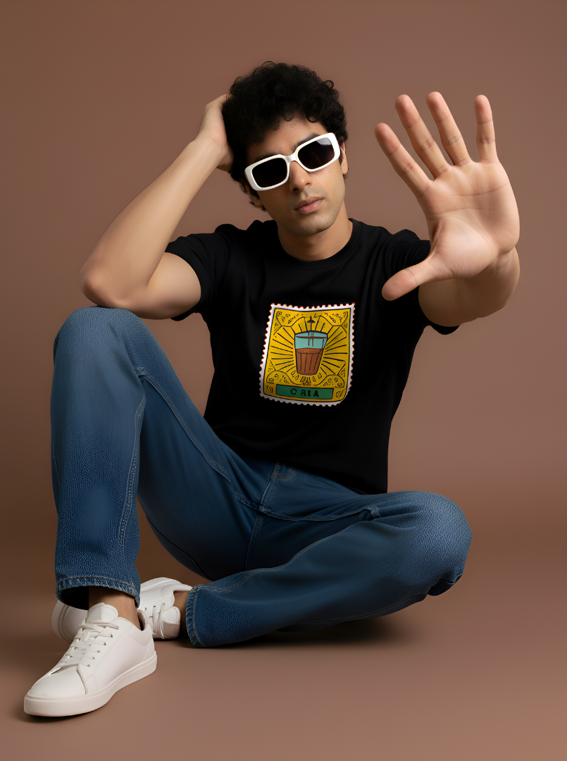 Chai Stamp - Black Unisex Printed T-Shirt