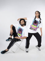 Load image into Gallery viewer, THE STREET STYLE GANG  White Oversized T-Shirt  Front Design view of male and female
