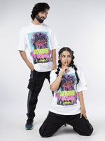Load image into Gallery viewer, THE STREET STYLE GANG  White Oversized T-Shirt  Front Design view of male and female
