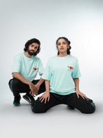 Load image into Gallery viewer, No Love Mint Green Unisex Oversized T Shirt Front Design view of Male and Female