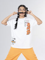 Load image into Gallery viewer, Bad Guy Croc White Unisex Oversized T-Shirt front View of female