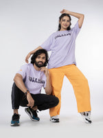 Load image into Gallery viewer, Space Illusion Lavender Unisex Oversized T Shirt front design view for male and female