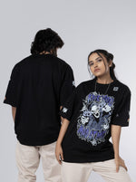 Load image into Gallery viewer, Mad At Me Black Unisex Oversized T-Shirt Front And Back View