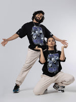 Load image into Gallery viewer, Mad At Me Black Unisex Oversized T-Shirt Front And Back View