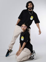 Load image into Gallery viewer, Save Your Sorrow Black Oversized T-Shirts Front View of male and female