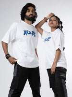 Load image into Gallery viewer, Hope White Unisex Oversized T Shirt front and back design view of male and female