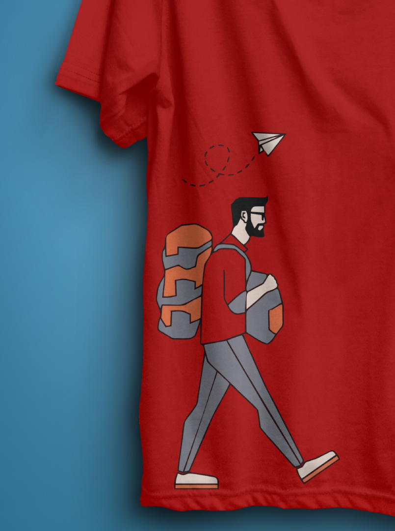 Traveler - Red Unisex Printed T-Shirt