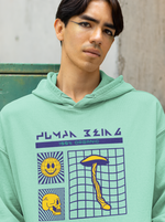 Load image into Gallery viewer, man wearing a Human Being – Mint Green Unisex Printed Hoodie