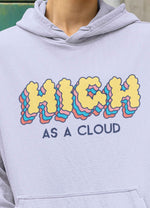 Load image into Gallery viewer, Man wearing a High as a Cloud – Lavender Unisex Printed Hoodie