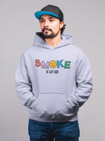 Load image into Gallery viewer, Man Wearing a SMOKE & Let Go  – Lavender Unisex Printed Hoodie