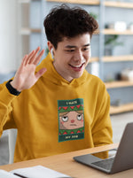 Load image into Gallery viewer, Man wearing a I Hate My Job – Mustard Unisex Printed Hoodie