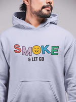 Load image into Gallery viewer, Man Wearing a SMOKE & Let Go  – Lavender Unisex Printed Hoodie