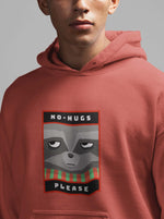 Load image into Gallery viewer, Man wearing No Hugs Please – Coral Red Unisex Printed Hoodie