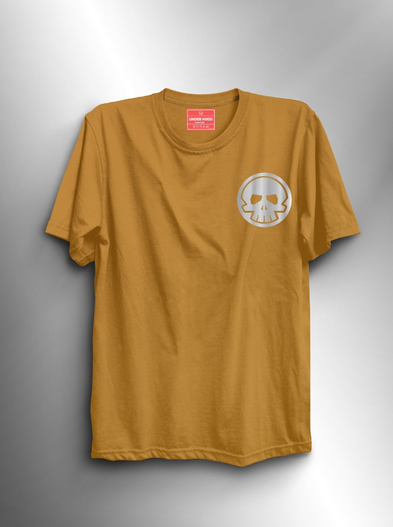 Silver Foil Skeleton  - Mustard Unisex Printed T-Shirt