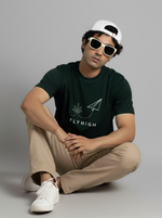 Load image into Gallery viewer, Fly High - Bottle Green Unisex Printed T-Shirt
