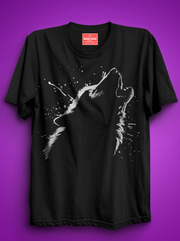 Howling Wolf  - Black Unisex Printed T-Shirt