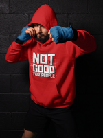 Load image into Gallery viewer, Man wearing a Not Good for People  – Red Unisex Printed Hoodie
