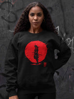 Load image into Gallery viewer, Woman wearing a Samurai in Red - Black Unisex Printed Sweatshirt
