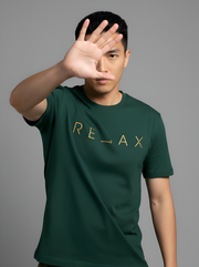 Relax - Bottle Green Unisex Printed T-Shirt