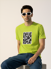 Evolve Or Repeat - Neon Lime Unisex Printed T-Shirt